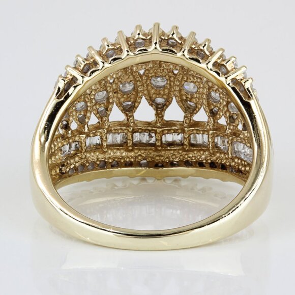 10k Yellow Gold Round & Baguette Diamond Cocktail / Anniversary Band Ring - Picture 4 of 7